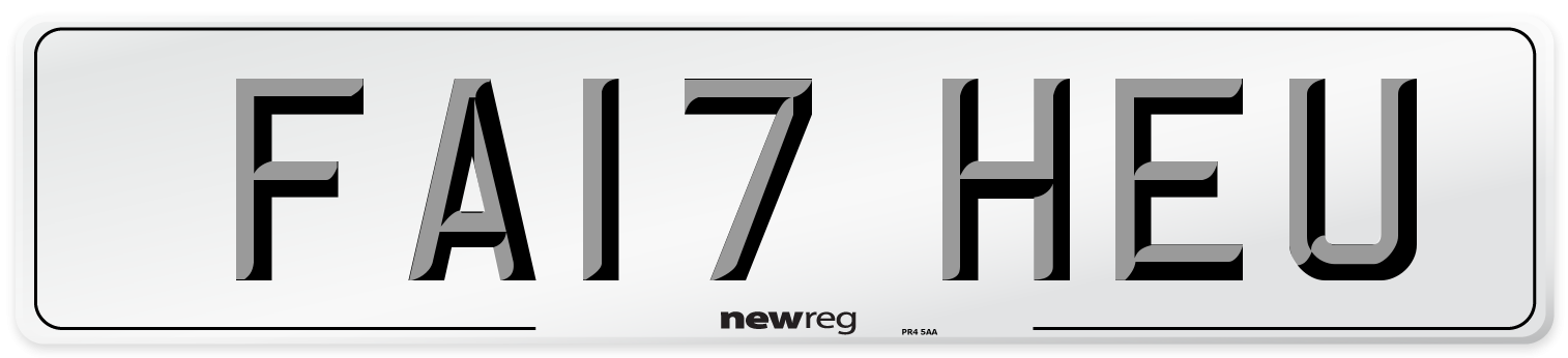 FA17 HEU Number Plate from New Reg
